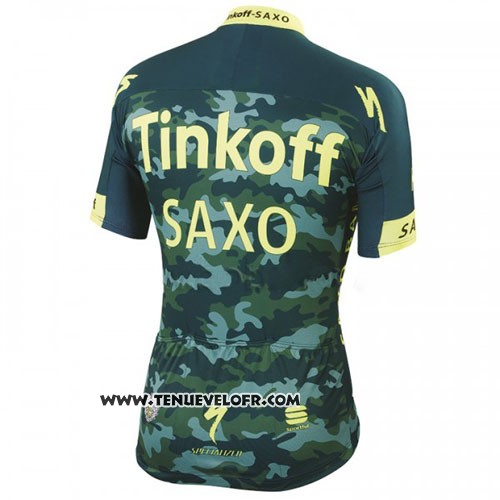 2016 Maillot Ciclismo Tinkoff Saxo Bank Jaune et Vert Manches Courtes et Cuissard